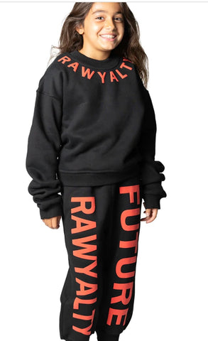 Kids RAWYALTY FUTURE Red Puff Long Sleeve Shirt And Jogger Set