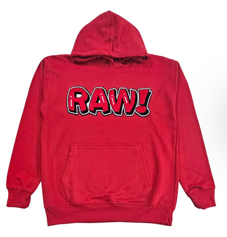 RAWYALTY Mens Red 3D Embroidery Hoodie