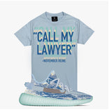 November Reine CALL MY LAWYER BABY BLUE TEE WITH CREAM SEA FOAM AND DARK BLUE