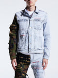 EMBELLISH DENIM JACKET - ANDER - SPLIT CAMO BLUE