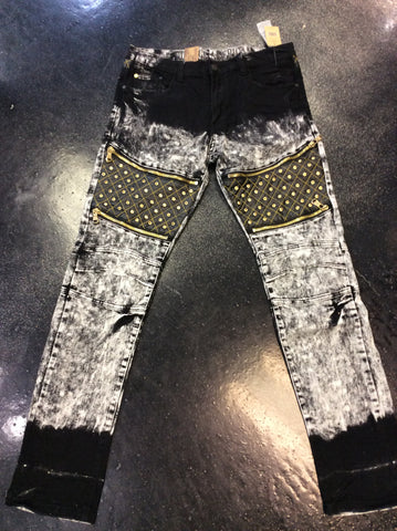 Vintage Americana studded jeans wit leather