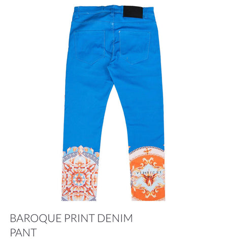 Vie Riche baroque print denim pant