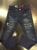 Makobi Sanded biker jeans w/Rip & Rep