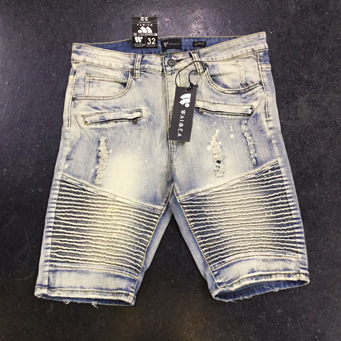 WAIMEA Destroyed Moto denim short