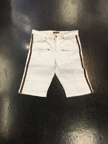 Focus Denim Moto Shorts w/ Side Trim