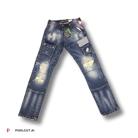 Connected vintage cargo pockets jeans