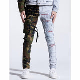 EMBELLISH DENIM JACKET - ANDER - SPLIT CAMO BLUE