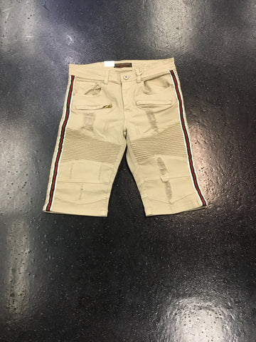 Focus Denim Moto Shorts w/ Side Trim