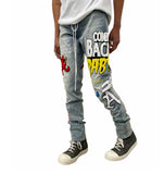 Lifted Anchors “Boulevard” puff print denim