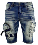 Industrial indigo shorts jeans